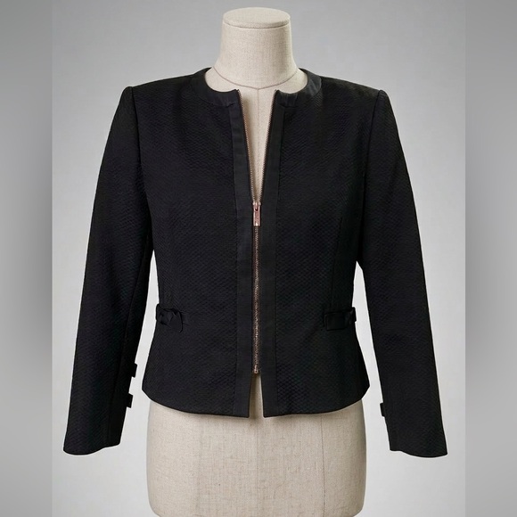 Ted Baker Black Textured Zip Top with Rose Gold Hardware - Picture 3 of 12